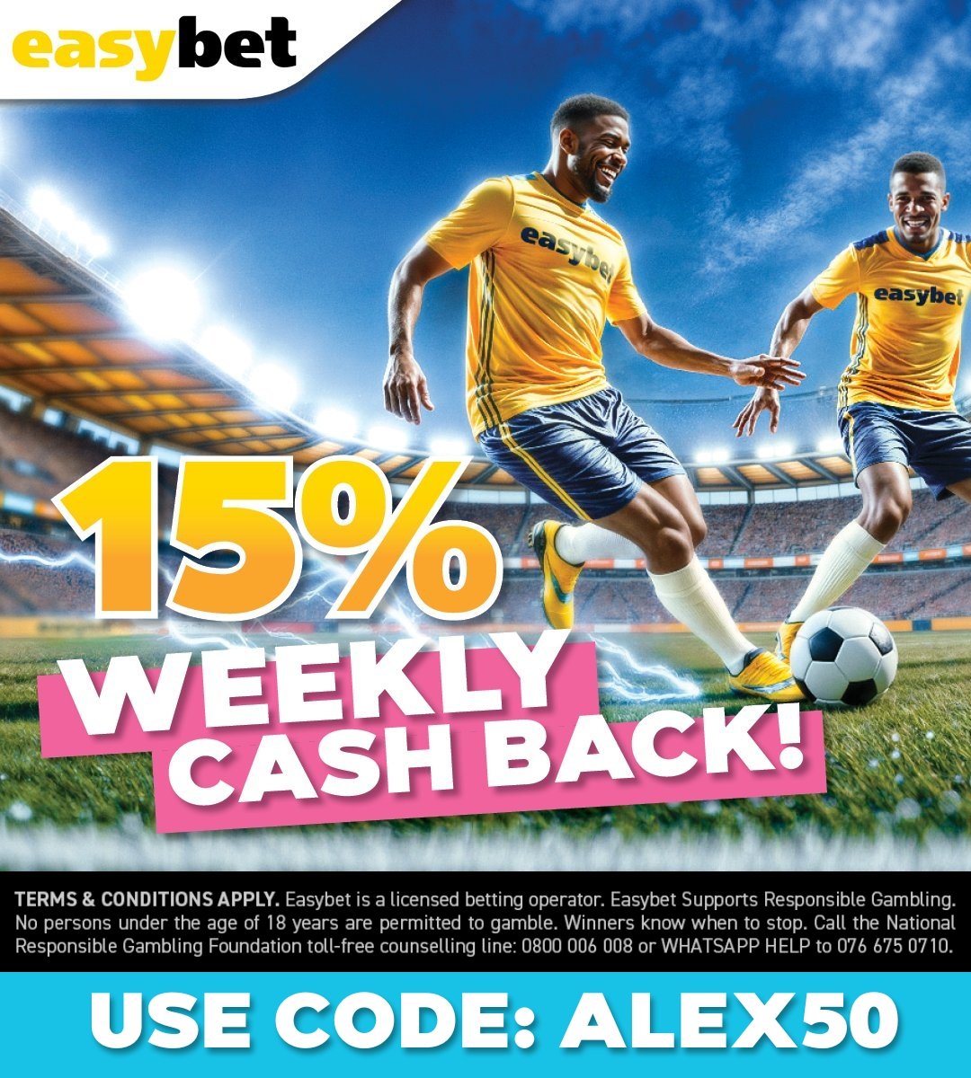 🎰Easybet Offers 15% weekly CashBack 

🎯 More you bet = bigger your reward

🎁 New users: 

Get R50 Sign Up Bonus + 150% First Deposit Match Bonus,use Promo code: ALEX50

JOIN HERE 👉 ebpartners.click/o/TpQxW8?lpage

18+ T&amp;Cs apply
