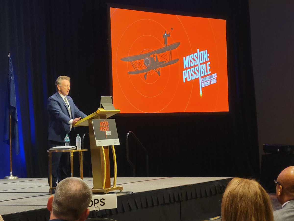 VCCS_SO's tweet image. The 2025 Chancellor's Retreat is in full-swing in Roanoke. VCCS Chancellor David Dore (pictured) challenged those in attendance to serve more #adultlearners and to increase success rates for students in #workforcetraining programs.