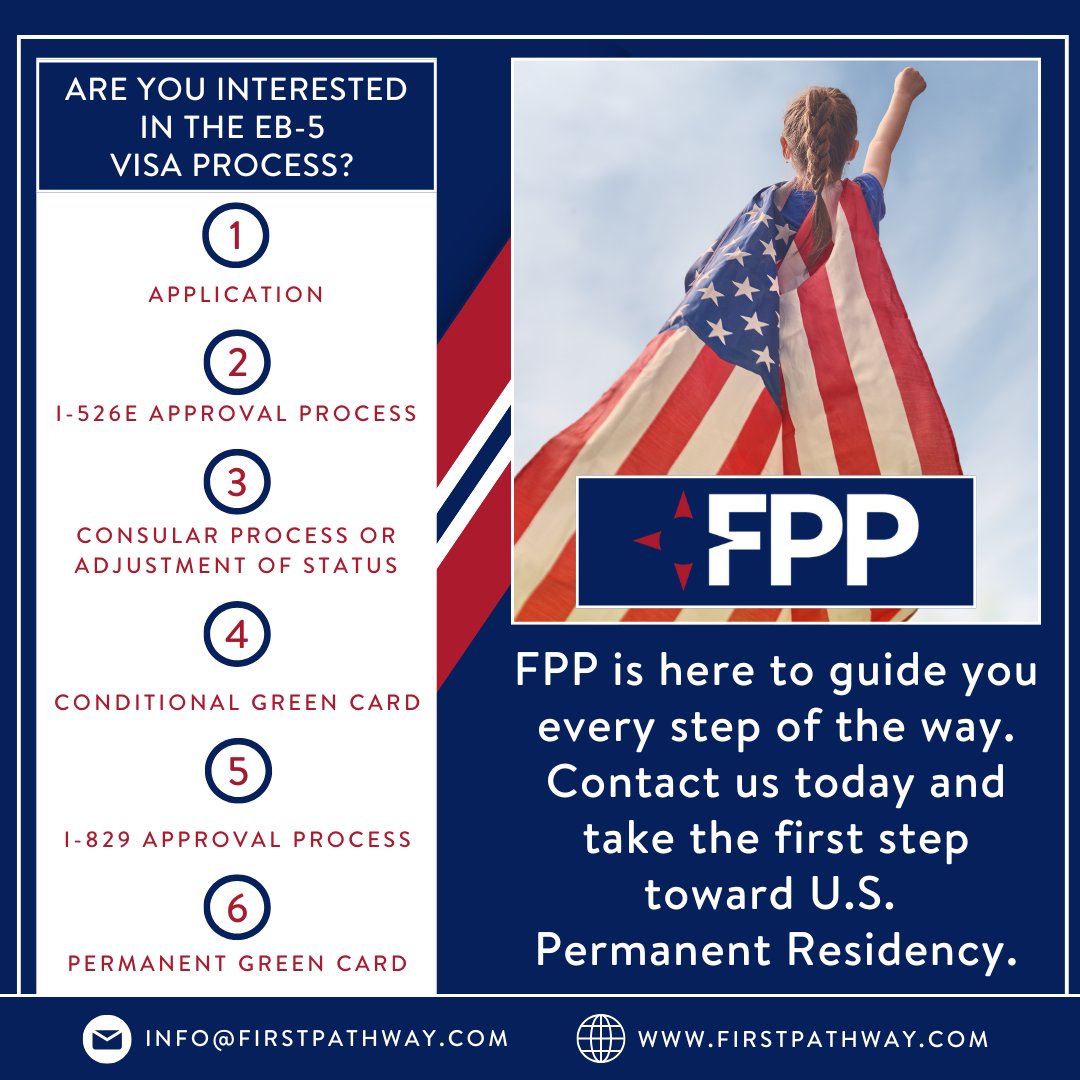 Interested in U.S. Permanent Residency through the EB-5 Visa Program? FPP is here to guide you through every step of the process. 

Visit our website today to take the first step toward securing your future in the United States at firstpathway.com

#EB5 #KAIA #FPP #EB5Visa