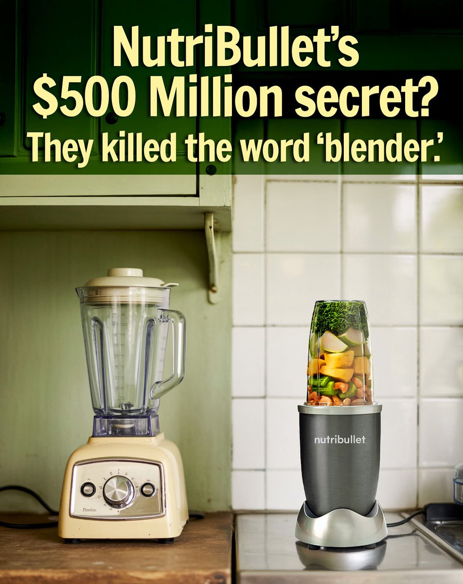 The most costly mistake in business?

"It's just a blender."

NutriBullet said no. 
Called it a "Nutrient Extractor." 
Built a $500 million empire.

Here's the genius nobody talks about:

They didn't invent anything. 
They renamed everything.

And made millions believe they were