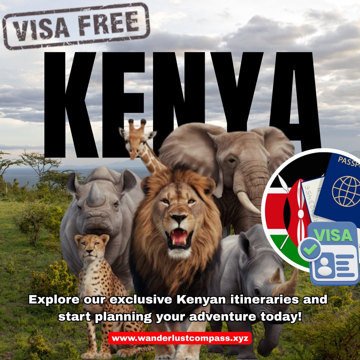 No visa? No problem! 🇰🇪 Kenya's new visa-free policy for most African nations is a fantastic opportunity to explore more of this beautiful continent.
Ready for an unforgettable trip? We'll handle all the details.
Start your Kenyan journey with us
wanderlustcompass.xyz/destinations/a…
