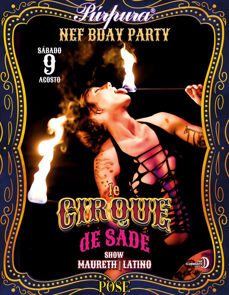 Únete a esta noche sin prejuicios ni censura, sin inhibiciones, con mucho deseo…

🎈 ¡Bienvenidos al espectáculo más prohibido 🎪

🎪Le Cirque de Sade
🎂BdayParty 
🎠Sábado 9 Agosto 
🤹‍♀️#SexyPerformance para ella y el 

📲 +525519416595 #Abby