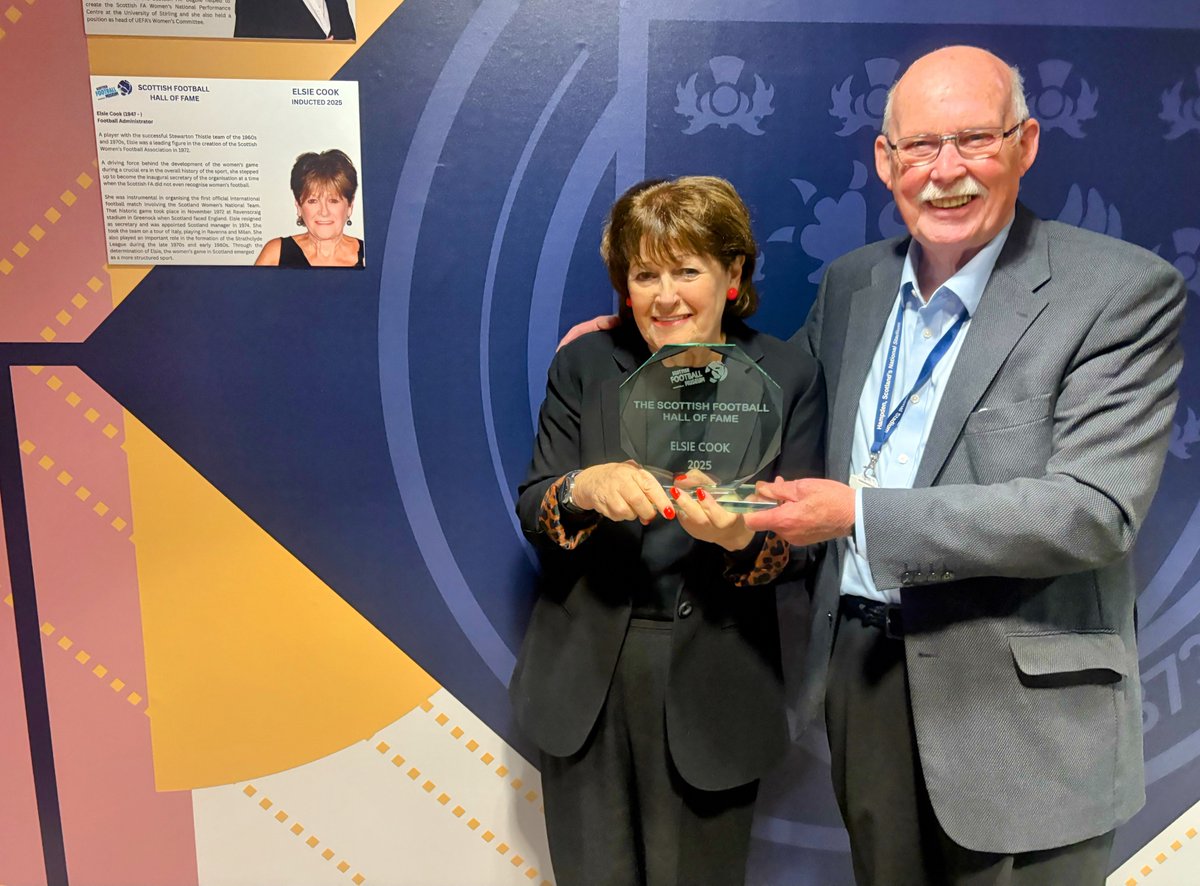 Elsie Cook is inducted into the Scottish Football Hall of Fame 🌟

Women's football pioneer Elsie is honoured at the Scottish Football Museum surrounded by family, friends and admirers and autobiography 'A Kiss Fae Pele' is launched.

scottishfootballmuseum.org.uk/news/elsie-coo…
