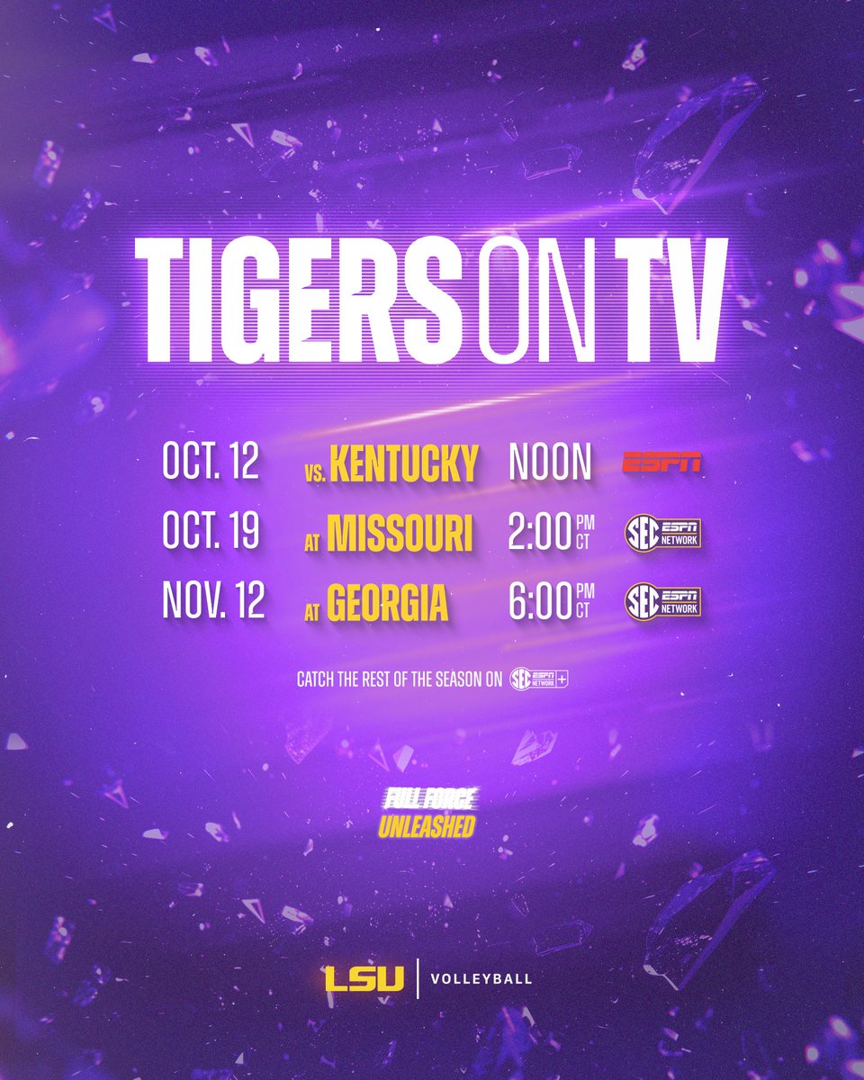 Lock In 📺 

The Tigers will have three televised matches on ESPN platforms this fall!