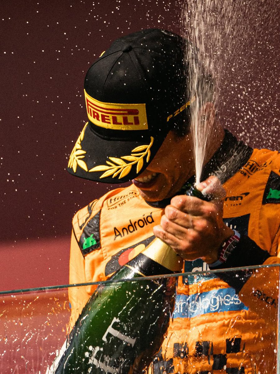 ln4norris's tweet image. the winner of the hungarian gp by shy rajdev 🧡