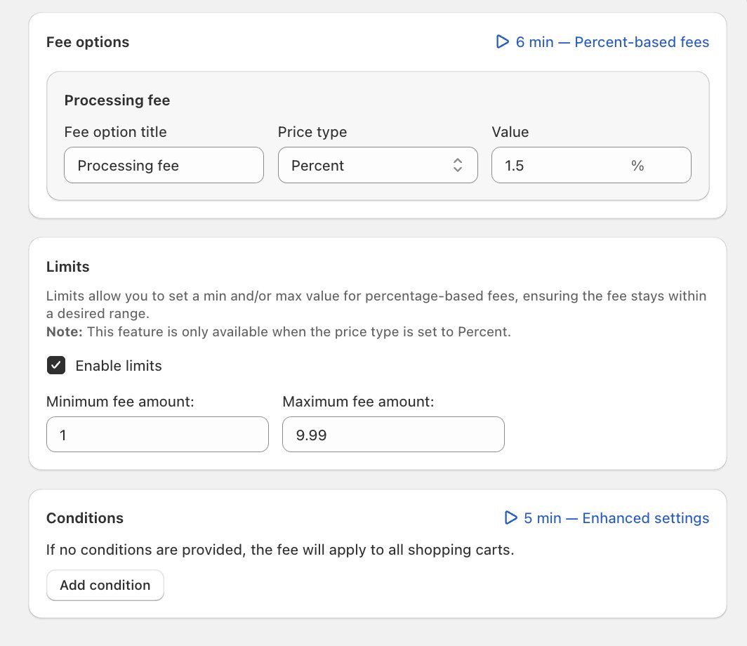 🎉 New feature alert in our UpCharge Surcharge app for Shopify!

You can now set minimum and maximum values for percentage-based fees — so your surcharges stay within the range you decide.

Give it a try → apps.shopify.com/product-fees
