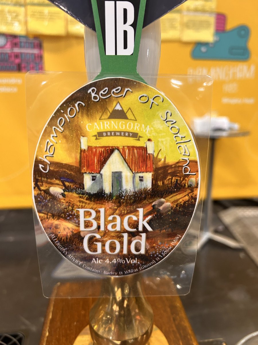 CliveBGS's tweet photo. Caught up with a few @CAMRA_Official friends at @gbbf - continued my odyssey through the #CBOB beers - currently enjoying Black Gold (4.4% ABV) @cairngormbrew #CheersToBrew https://t.co/w8mTaz0IYP