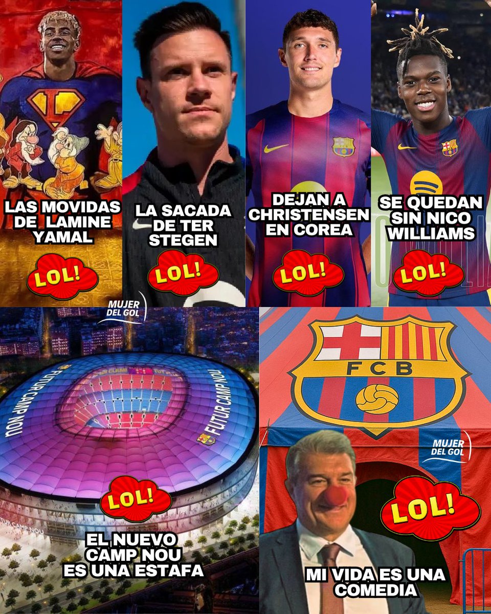 🎭 Todo es risas en el Barca hasta que:
❌ Gavi y Fermín casi se van a las manos
❌ Le quieren quitan a Ter Stegen su lugar
❌ Fiestas de Yamal fuera del campo
❌ Dejan a Christiansen en Corea
❌ El Camp Nou es una estafa
❌ No pueden inscribir jugadores
❌ No llegó Nico Williams