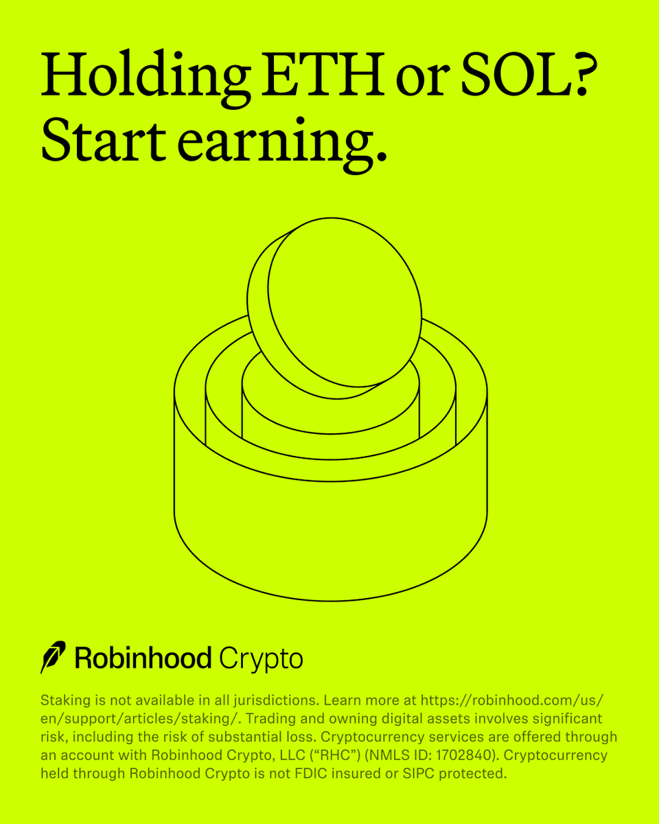 Already holding ETH or SOL on Robinhood Crypto? Stake your assets and start  earning with your holdings.