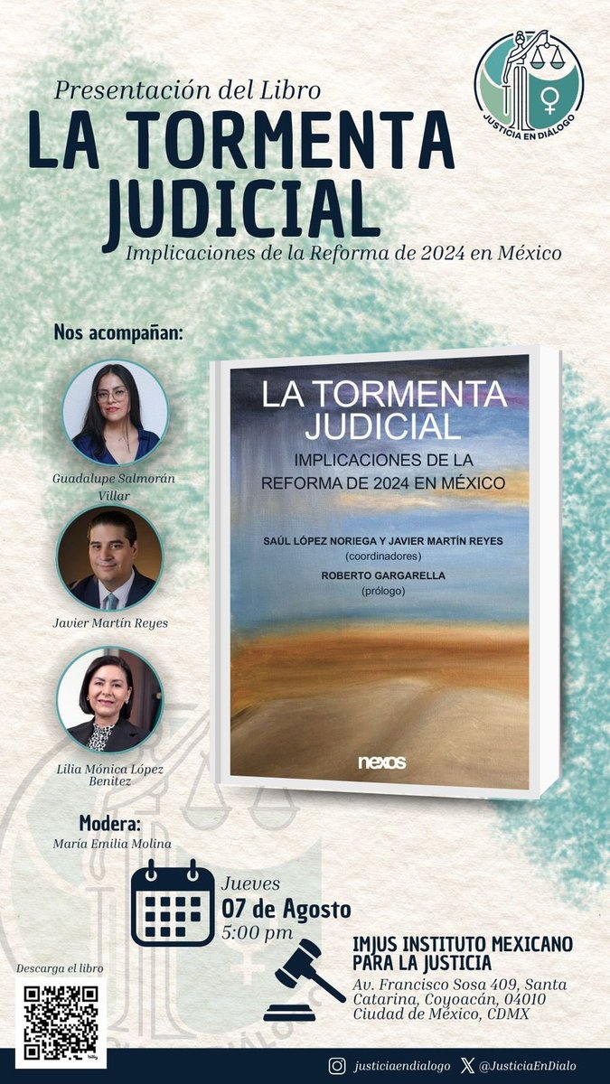 Mar D. Padilla (@mardpadilla) on Twitter photo ¿Qué puede salir bien con esta presentación 📖? Todo
¿Qué salió mal con esta reforma? Pues nos lo comentan de forma clara y bonita:
<a href="/EMILIAMDLAP/">MARIA EMILIA MOLINA</a>
<a href="/LMonicaLopezB/">Lilia Mónica López Benítez</a>
<a href="/gpe_salmoran/">Guadalupe Salmorán Villar</a>
<a href="/jmartinreyes/">Javier Martín Reyes</a>
Es hoy #CDMX
Sigue a <a href="/JusticiaEnDialo/">Justicia en Diálogo</a> ¿Qué puede salir bien con esta presentación 📖? Todo
¿Qué salió mal con esta reforma? Pues nos lo comentan de forma clara y bonita:
<a href="/EMILIAMDLAP/">MARIA EMILIA MOLINA</a>
<a href="/LMonicaLopezB/">Lilia Mónica López Benítez</a>
<a href="/gpe_salmoran/">Guadalupe Salmorán Villar</a>
<a href="/jmartinreyes/">Javier Martín Reyes</a>
Es hoy #CDMX
Sigue a <a href="/JusticiaEnDialo/">Justicia en Diálogo</a>