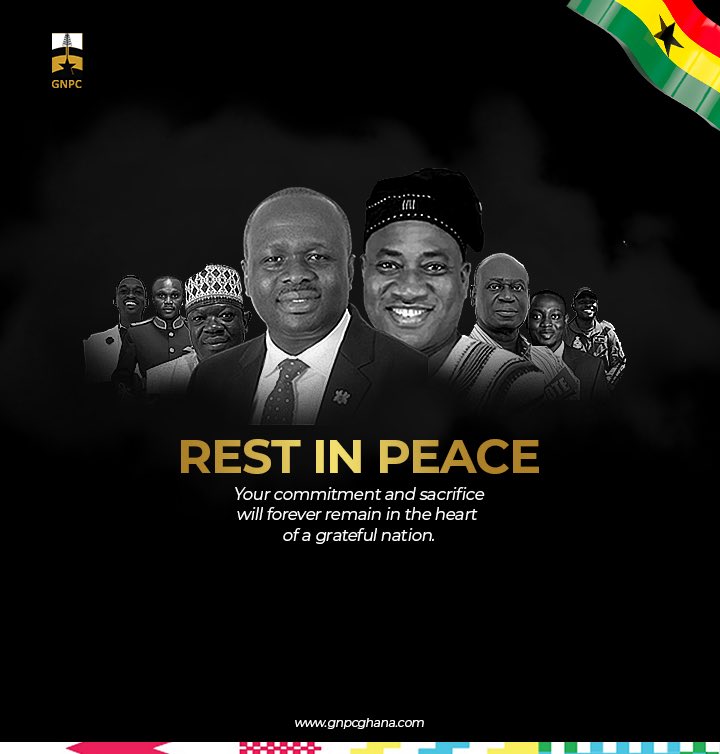 GNPCGhana's tweet image. Statement of Condolence on the Tragic Helicopter Crash
————————————————————————

The Ghana National Petroleum Corporation (GNPC) is deeply saddened by the tragic crash of the Ghana Air Force Z9 helicopter on Wednesday, which claimed the lives of distinguished public servants and…