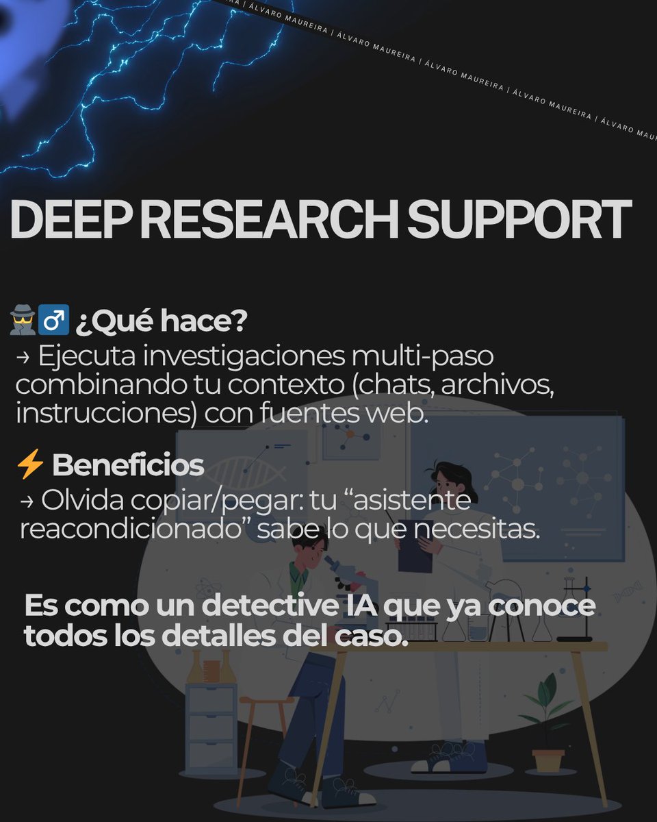 Alvarormp26's tweet image. 🧠 ChatGPT Projects = foco total.

Organizá chats, archivos e ideas en un solo lugar.
Con memoria, voz y resumen automático.
🔥 Ideal para creativos y equipos.

Comentá “PROYECTO” y te muestro cómo activarlo.

#ChatGPTProjects #IA #Productividad #AlvaroTips
