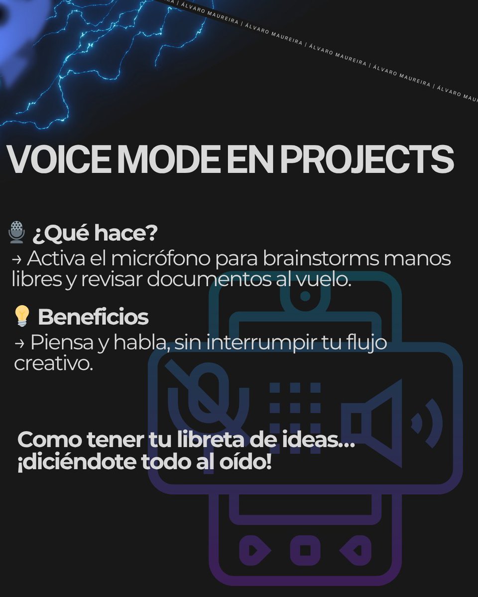 Alvarormp26's tweet image. 🧠 ChatGPT Projects = foco total.

Organizá chats, archivos e ideas en un solo lugar.
Con memoria, voz y resumen automático.
🔥 Ideal para creativos y equipos.

Comentá “PROYECTO” y te muestro cómo activarlo.

#ChatGPTProjects #IA #Productividad #AlvaroTips