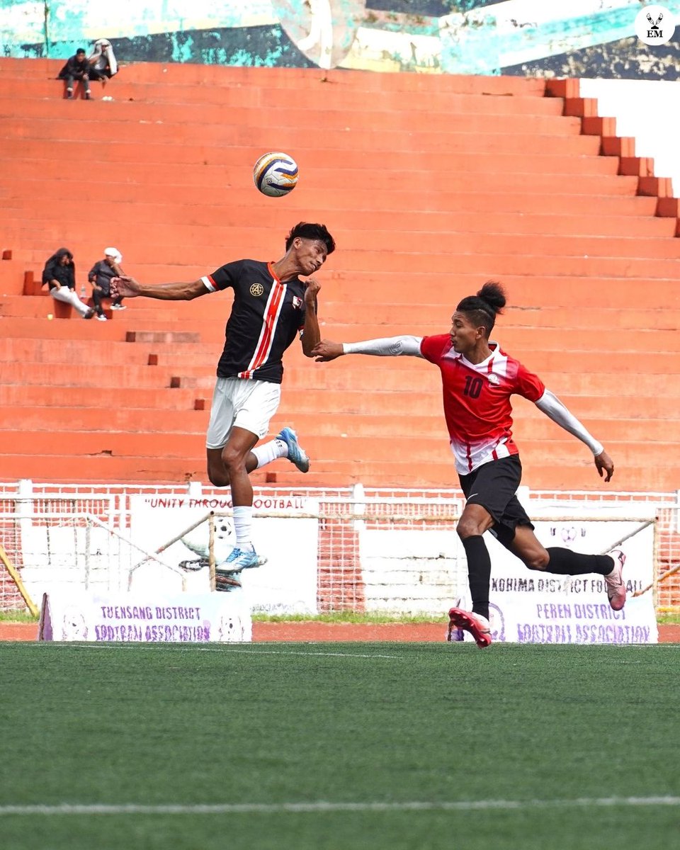 Slide 1: Match 18 saw a commanding display by Tuensang (blue jerseys), scoring six unanswered goals against Shamator (white).
Slide 2: Tseminyu (red) wrapped up their campaign with a 3–1 victory over Meluri, coming from behind to seal the win in Match 19.
Slide 3: Niuland (red)