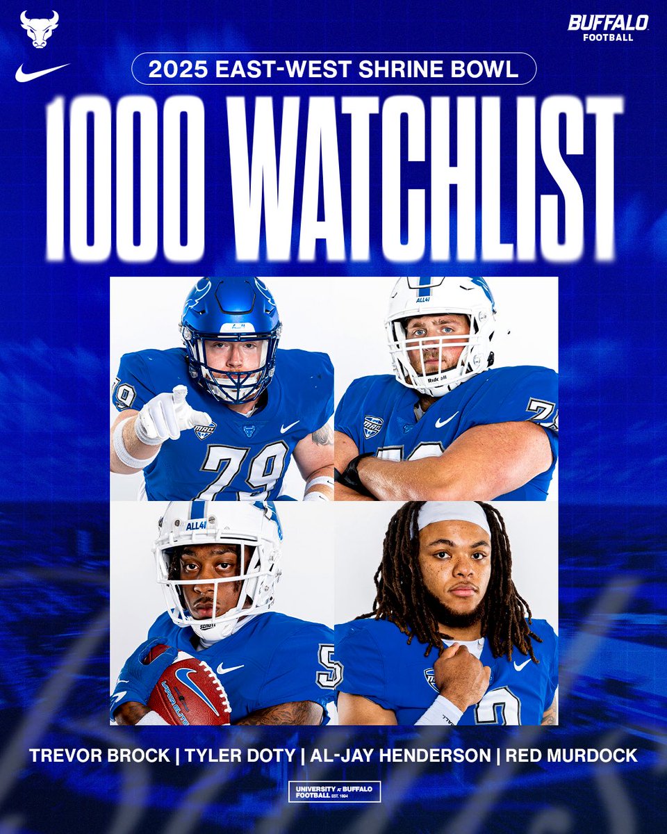 UB Football (@ubfootball) on Twitter photo Four Bulls Named to East-West Shrine Bowl 1000!
<a href="/78Kvng/">Trevor Brock</a>
<a href="/TYLERDOTY2/">TYLER DOTY #78</a>
<a href="/aljayhenderson_/">Al-jay โJAYโHenderson ๐</a>
<a href="/redmurdock2/">Red Murdockโโโ</a>
๐ ubbulls.com/news/2025/8/7/โฆ
#UBhornsUP๐คl #BullMarket๐ Four Bulls Named to East-West Shrine Bowl 1000!
<a href="/78Kvng/">Trevor Brock</a>
<a href="/TYLERDOTY2/">TYLER DOTY #78</a>
<a href="/aljayhenderson_/">Al-jay โJAYโHenderson ๐</a>
<a href="/redmurdock2/">Red Murdockโโโ</a>
๐ ubbulls.com/news/2025/8/7/โฆ
#UBhornsUP๐คl #BullMarket๐
