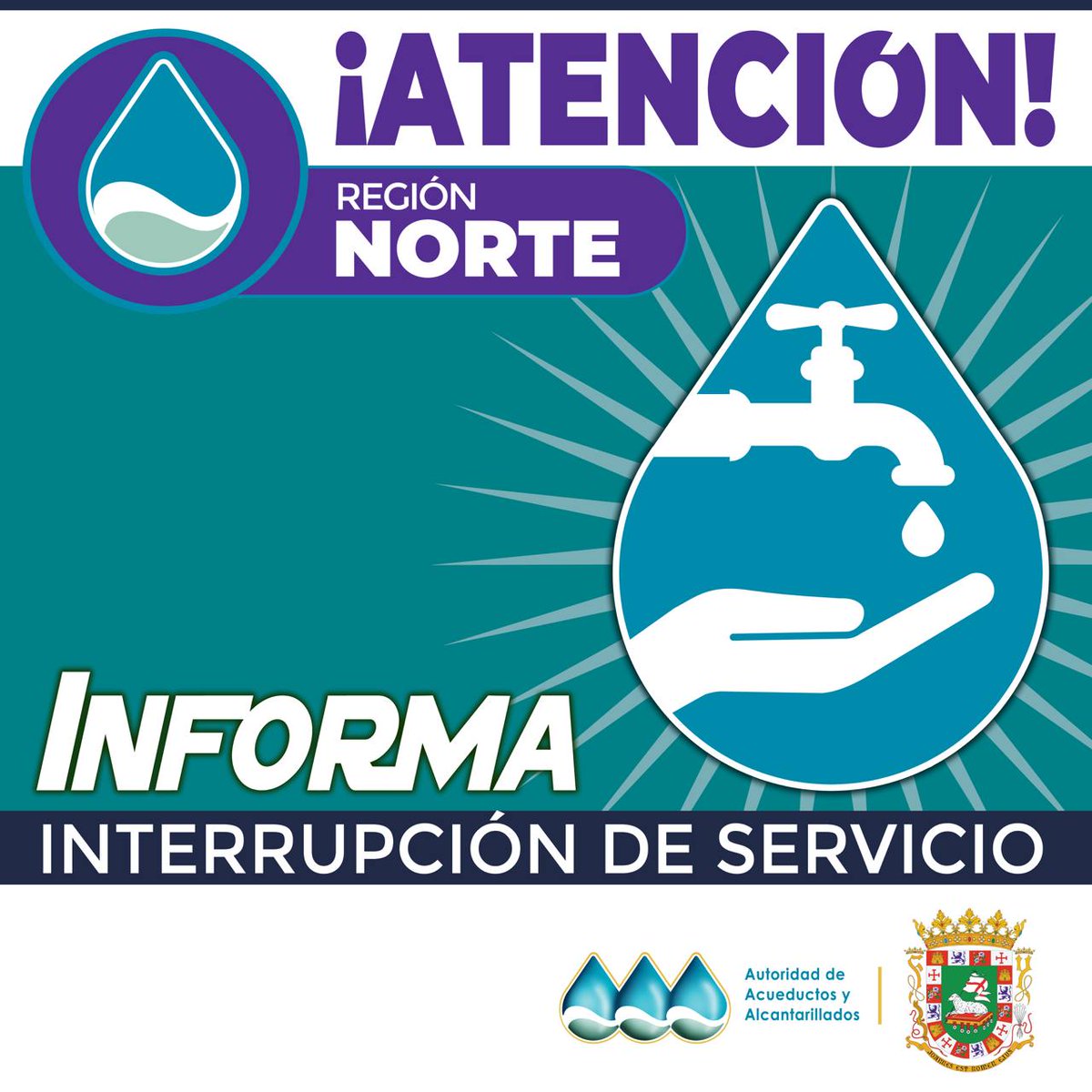 Brigada de la #RegiónEste repara avería en tubería de 8"de diámetro en el Bo. Piñas en Comerío. Mientras trabajan, se limita la distribución desde la planta de filtros Comerío y abonados en Comerío y Naranjito experimentan desde bajas presiones hasta intermitencia del servicio.