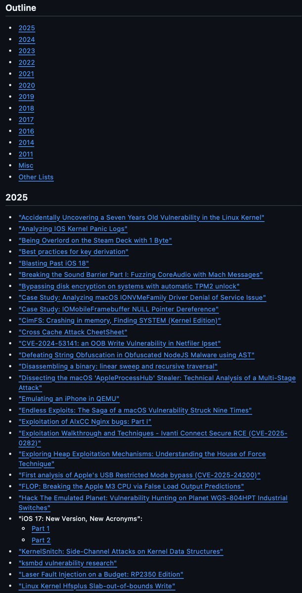 Cybersecurity awesome list: blog posts, write-ups, papers and tools related to cybersecurity, reverse engineering and exploitation

github.com/0xor0ne/awesom…

#cybersecurity