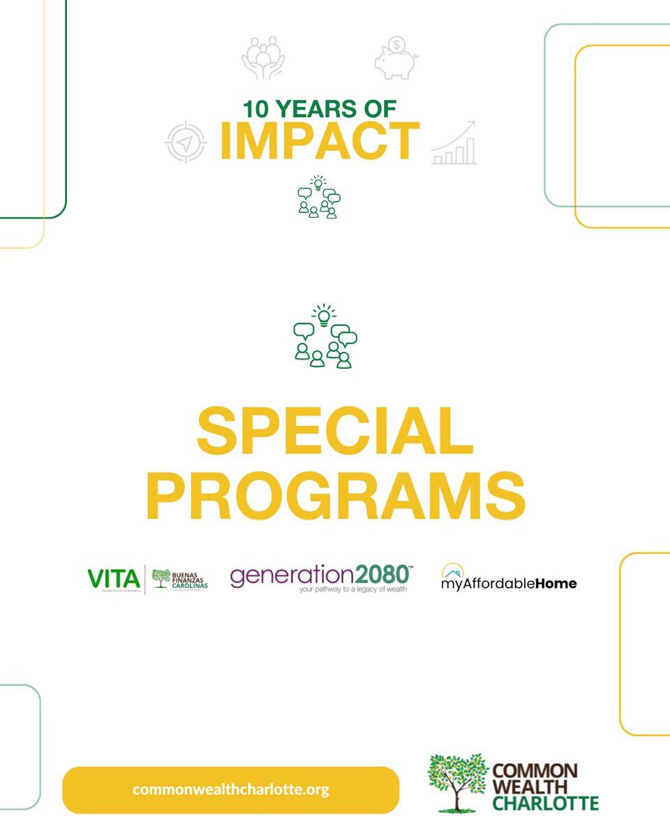 10 years of powerful programs: 
🏡 $19M in home value (MyAffordableHome) 
🌱 250 wealth-builders (Generation2080) 
💵 $1.79M in tax refunds (VITA) 
That’s CWC.
#CWC10Years