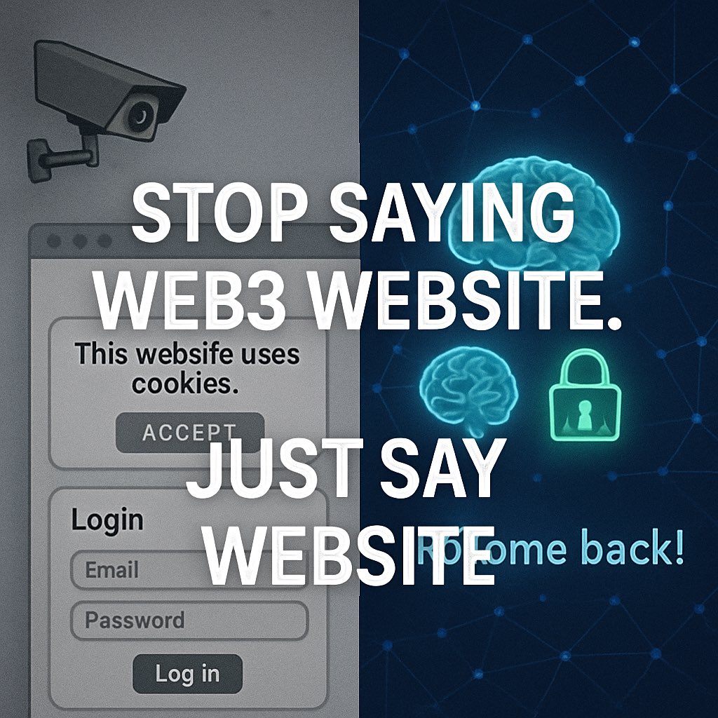 A website today should be smart (AI), secure (blockchain), and user-owned (decentralized).
This isn’t Web3. This is the internet now.
Normalize it. Just say website.

#Web3 #ICP #Jobs #Freelance #CryptoAgreement #Blockchain #AI #TheNewInternet #Crypto