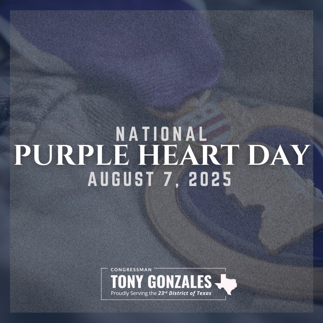 Rep. Tony Gonzales (@reptonygonzales) on Twitter photo The Purple Heart is the epitome of courage and sacrifice. 
Today, we honor the men and women who were injured or killed protecting our country. The Purple Heart is the epitome of courage and sacrifice. 
Today, we honor the men and women who were injured or killed protecting our country.