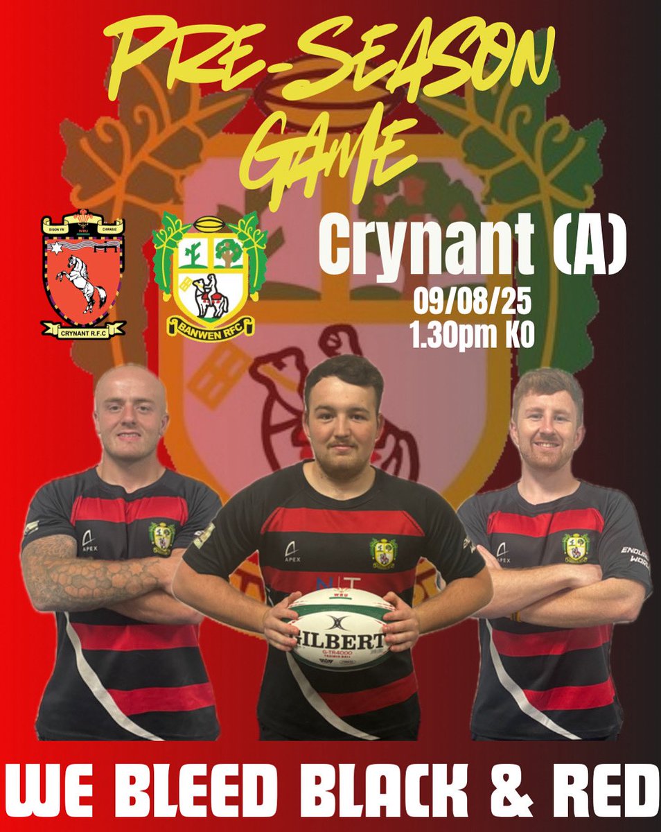 Short trip to <a href="/crynant_rfc/">Crynant RFC</a> the weekend for the first hit out of the season 🙌

1.30pm KO at Crynant so come on down and support the Black dragons 

#webleedblackandred🖤❤️