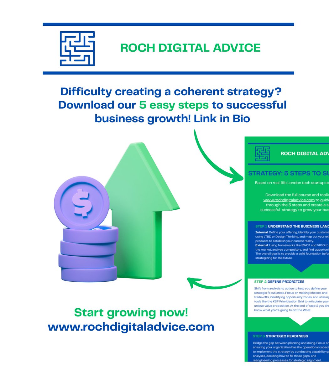 RochDigital's tweet image. FREE: Download our 5 easy steps to successful business growth !
rochdigitaladvice.com/5-steps-to-gro…
#businessgrowthstrategy #strategy #growth #learning