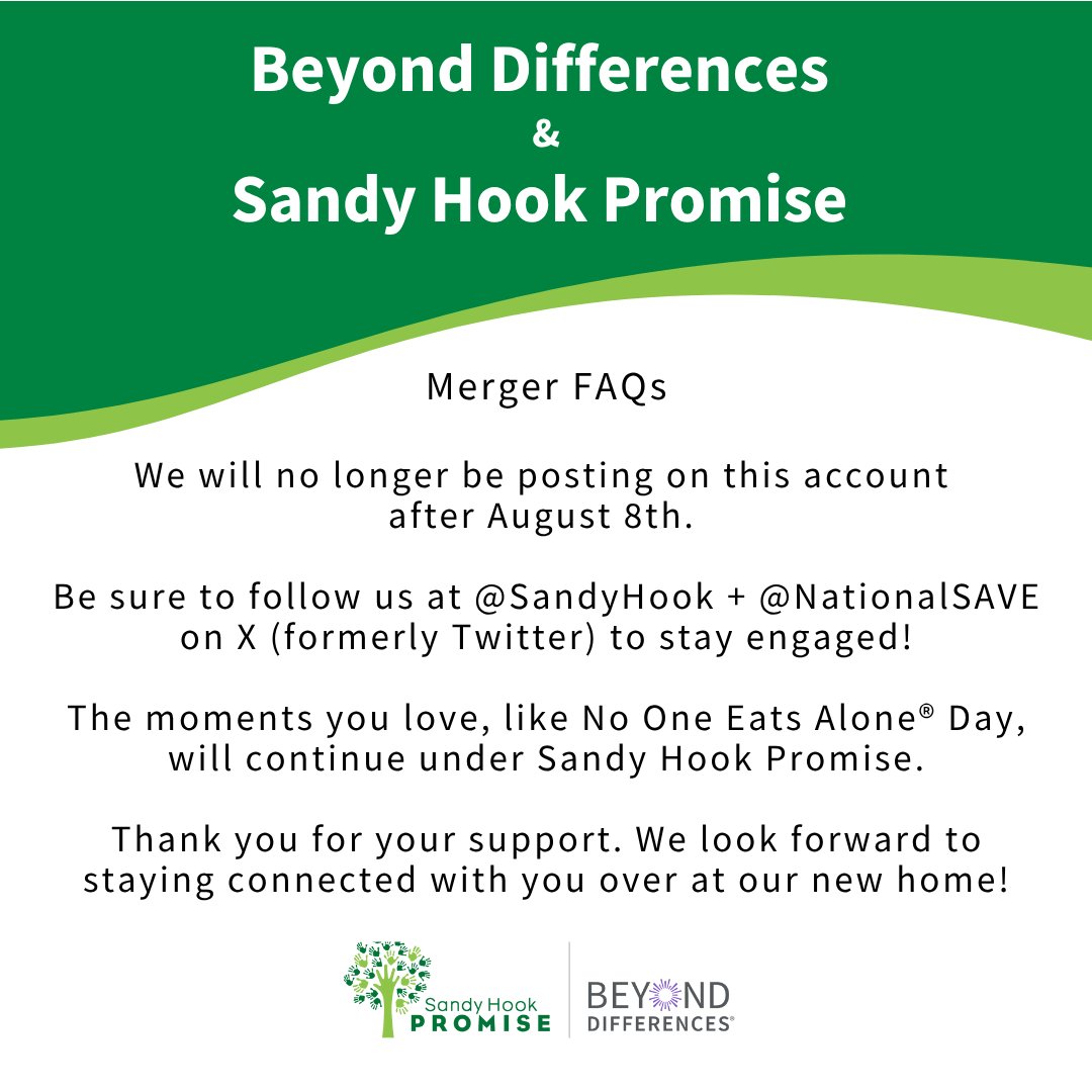 Beyond Differences (@beyonddiff) on Twitter photo It's official! We’ve moved to our new home at Sandy Hook Promise!💚
Follow us at <a href="/sandyhook/">Sandy Hook Promise</a> and @NationalSAVE here on X (formerly Twitter) to stay in the loop on news, events, and student-led change. It's official! We’ve moved to our new home at Sandy Hook Promise!💚
Follow us at <a href="/sandyhook/">Sandy Hook Promise</a> and @NationalSAVE here on X (formerly Twitter) to stay in the loop on news, events, and student-led change.