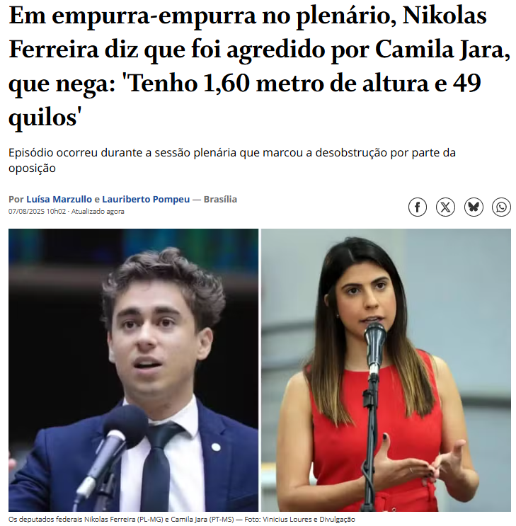 O cara tá chorando alegando que apanhou da deputada  mulher <a href="/camilajarams/">Camila Jara</a>, imagina o amasso que a <a href="/mylaura_m/">Laura Sabino</a> ia meter nesse moleque com o Muay Thai afiado dela, hahahahahahaah