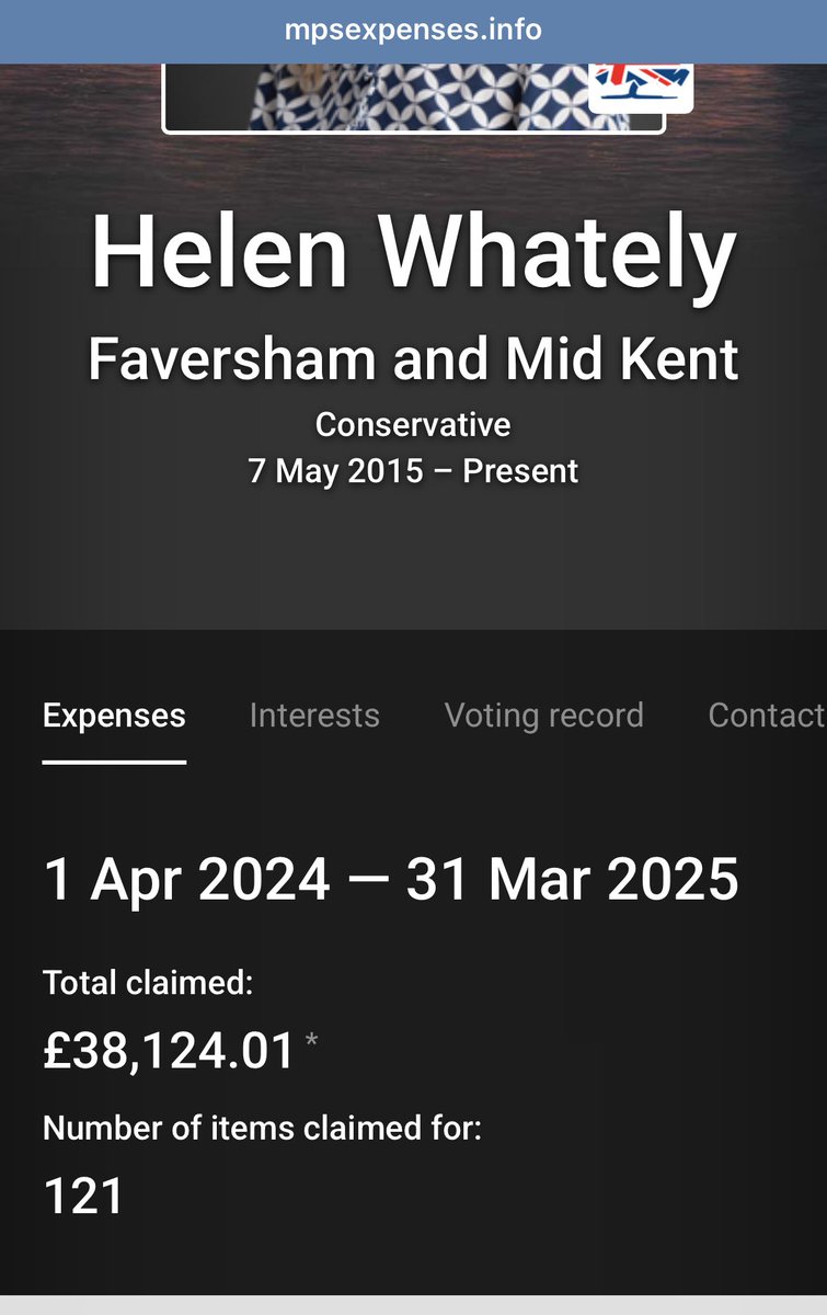 This you, Helen? 

£38,124.01 claimed in expenses for the period 1 Apr 2024 — 31 Mar 2025.