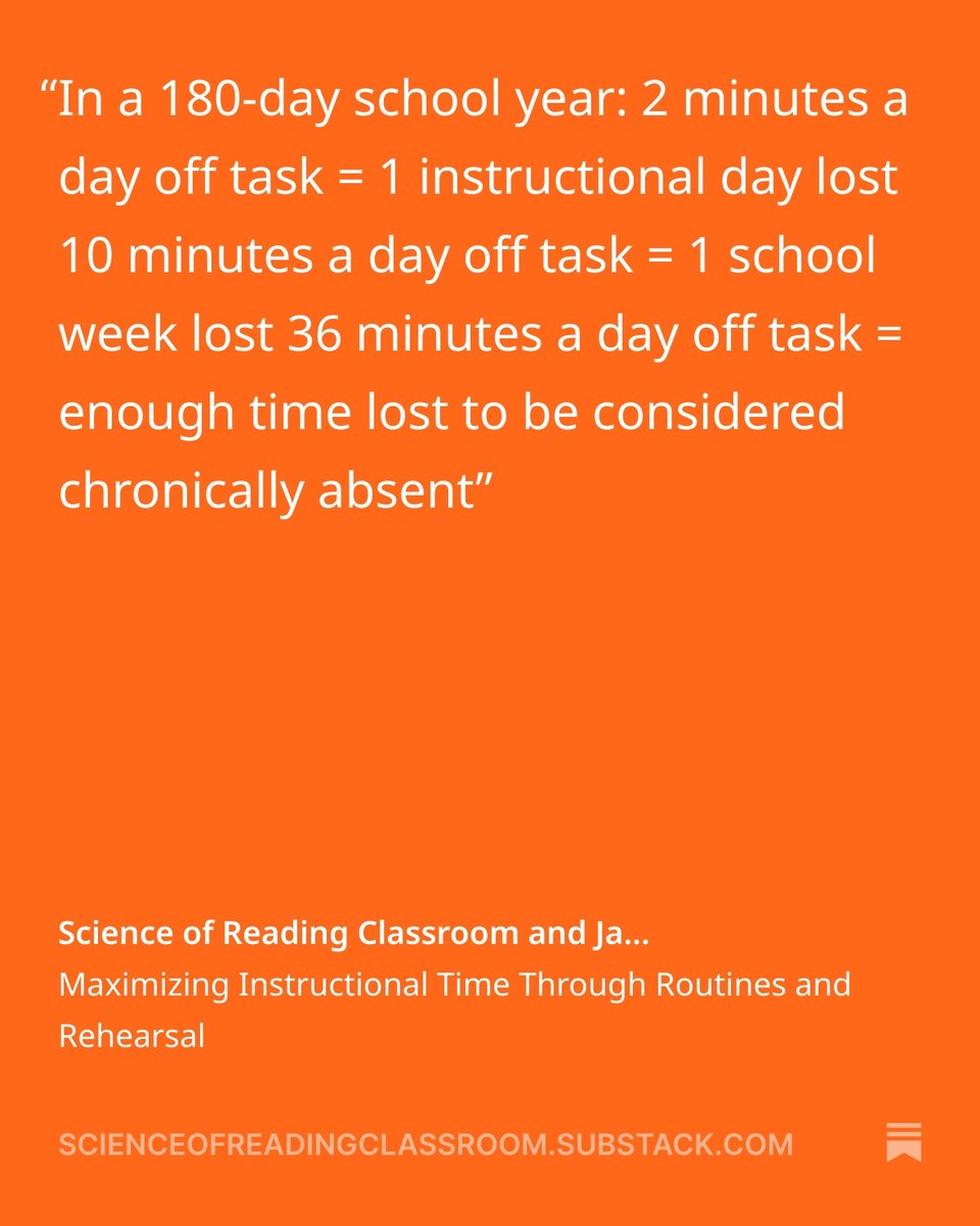 Science of Reading Classroom (@sorclassroom) on Twitter photo Everyone is talking about chronic absenteeism, for Goyen Fellow Jacob Bennett, time off task is just as big a concern....and unlike chronic absenteeism, there's something a teacher can do about it. 
Check out his latest blog to learn how he maximizes time ON task through Everyone is talking about chronic absenteeism, for Goyen Fellow Jacob Bennett, time off task is just as big a concern....and unlike chronic absenteeism, there's something a teacher can do about it. 
Check out his latest blog to learn how he maximizes time ON task through