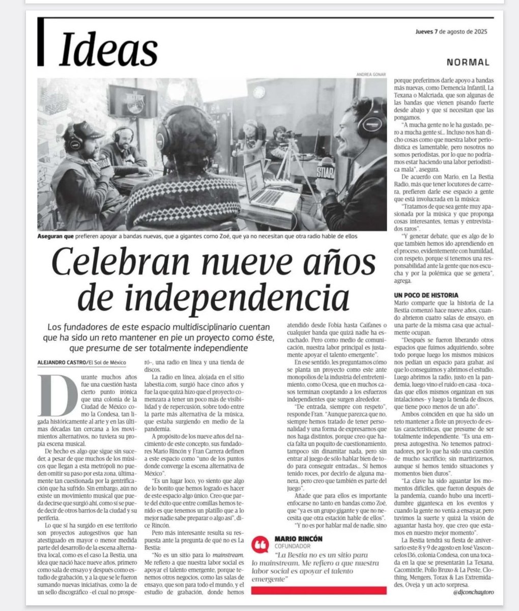 Hoy en #Normal de El Sol de México exclusiva con The Sisters of Mercy antes de su regreso a México. Además, una charla con la gente de La Bestia, que cumple 9 años
oem.com.mx/elsoldemexico/…
oem.com.mx/elsoldemexico/…