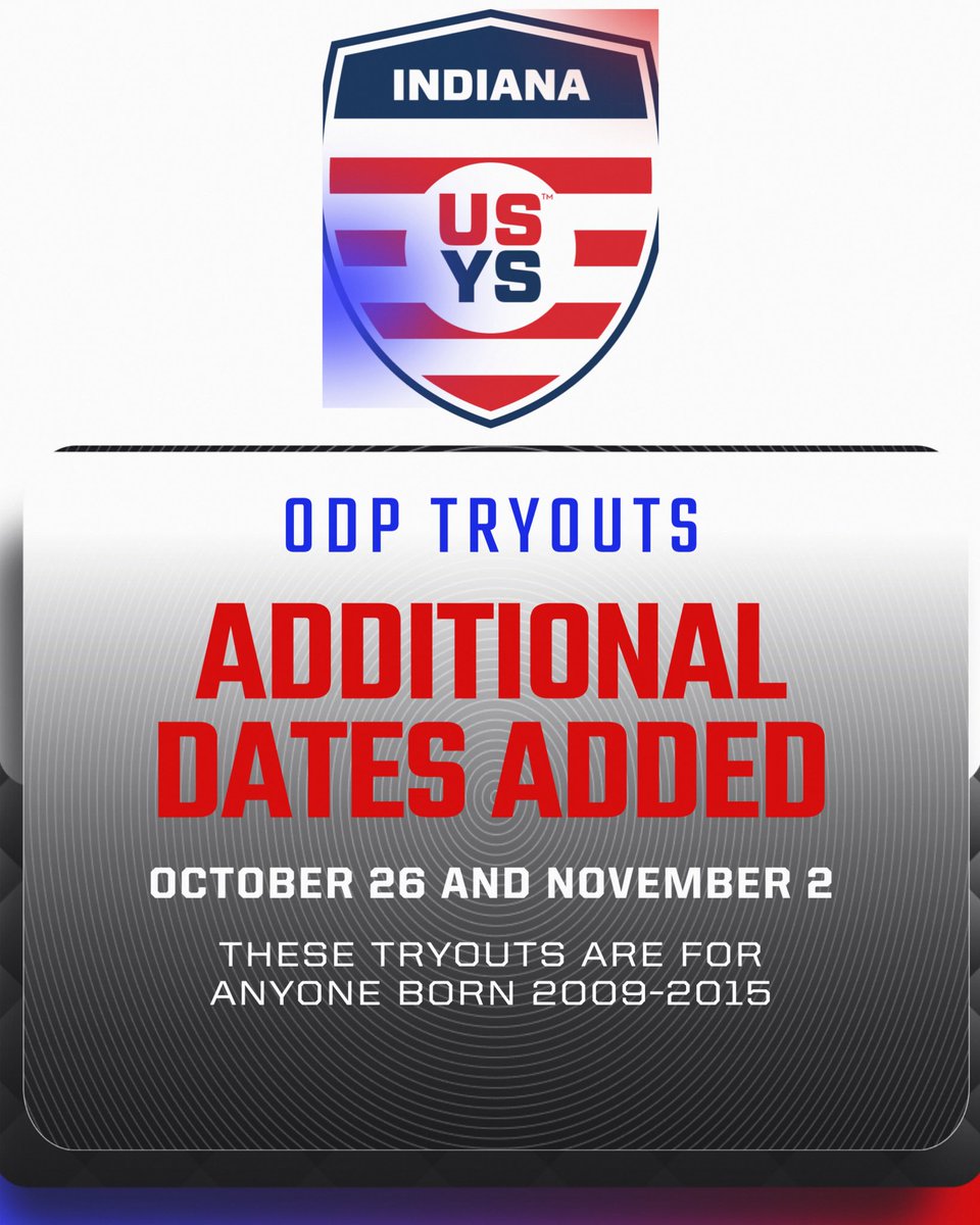 IndianaODP (@indianaodp) on Twitter photo We have added two additional tryout dates. These are for all ages including high school players who are done with their season. soccerindiana.org/odp-calendar/. <a href="/SoccerIndiana/">Indiana Soccer</a> <a href="/usysodp/">US Youth Soccer ODP</a> We have added two additional tryout dates. These are for all ages including high school players who are done with their season. soccerindiana.org/odp-calendar/. <a href="/SoccerIndiana/">Indiana Soccer</a> <a href="/usysodp/">US Youth Soccer ODP</a>