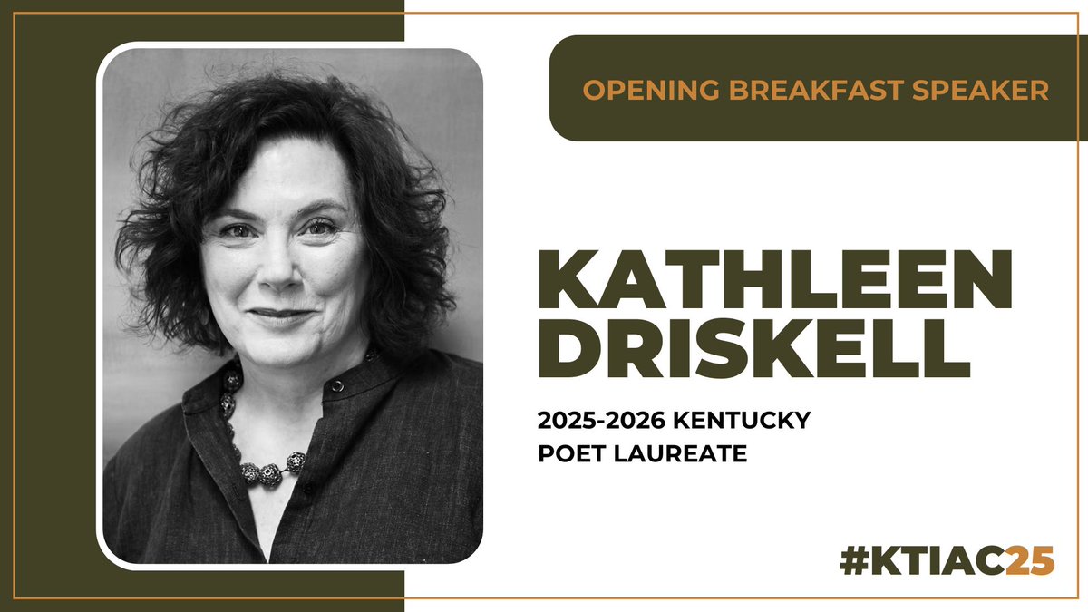 We are thrilled to announce that Kathleen Driskell, Kentucky's 2025-26 Kentucky Poet Laureate, will be the opening breakfast speaker at the 2025 Kentucky Travel Industry Annual Conference! 

Full event details here ➡️ ktia.com/annual-confere…