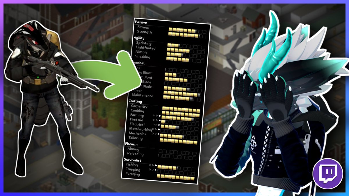 Pour me replonger un peu dans les streams, à partir de demain je me lance sur un (TRÈS) long challenge sur Project Zomboid : ZERO to HERO.

➡️ Maxer TOUTES mes compétences en UNE run.
➡️ Je commence à partir de ZERO.

▸Ce sera en direct sur la chaîne Twitch à 15h !