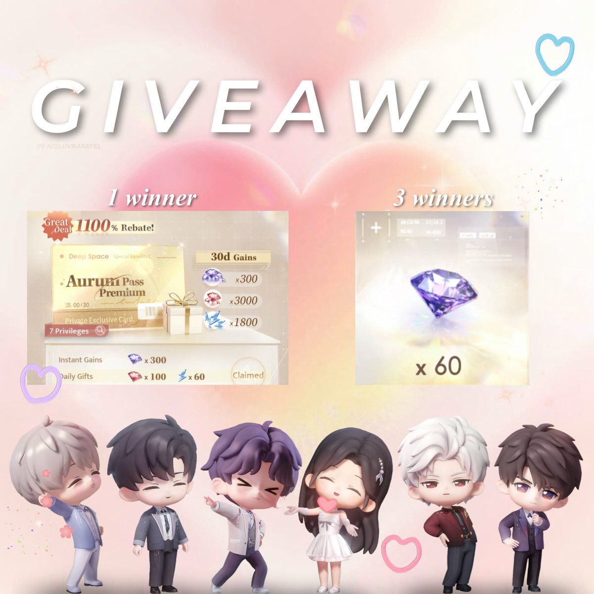 nisluvrafayel's tweet image. nis’s first small giveaway🫶🏻

how to join:
- like and rt this post
- reply what you excited most in upcoming multis banner
- must comfortable share your hunter id (if you win) and please open your dm
- no ga hunter

winner will be announce on sunday, 10 august 2025 2pm (UTC +8)