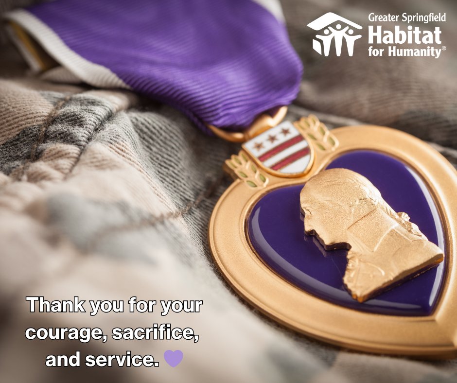 Greater Springfield Habitat for Humanity (@gshfh) on Twitter photo Today, on #PurpleHeartDay, we pause to honor the brave men and women who were wounded or gave their lives in service to our country.
At <a href="/GSHFH/">Greater Springfield Habitat for Humanity</a>, we are proud to support our veterans — including Purple Heart recipients — through safe, affordable housing, and a community that cares. Today, on #PurpleHeartDay, we pause to honor the brave men and women who were wounded or gave their lives in service to our country.
At <a href="/GSHFH/">Greater Springfield Habitat for Humanity</a>, we are proud to support our veterans — including Purple Heart recipients — through safe, affordable housing, and a community that cares.
