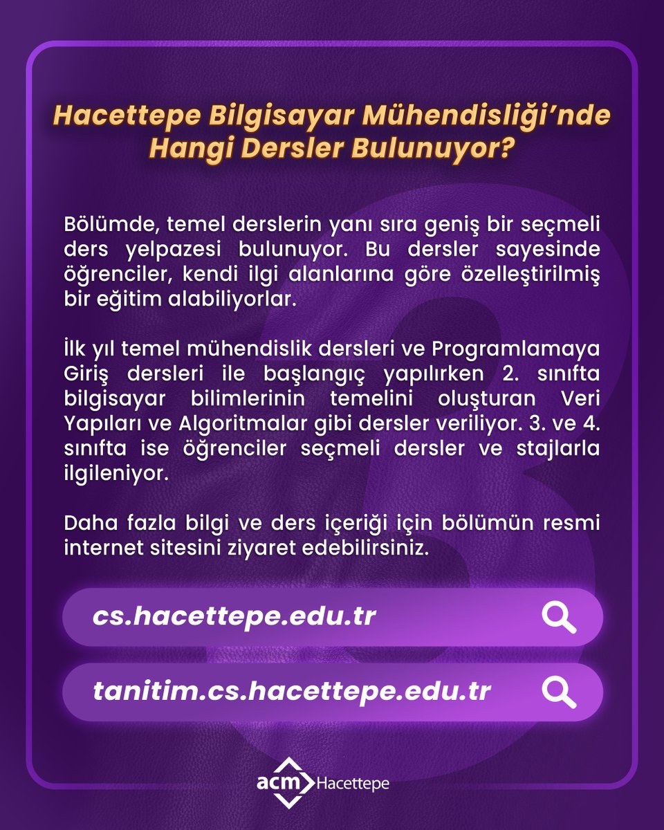Türkiye’nin en köklü mühendislik fakültelerinden birinde, teknolojiye yön veren bir yolculuğa hazır mısın? 🚀

Sizler için Hacettepe Üniversitesi Bilgisayar Mühendisliği ile ilgili sıkça sorulan soruları yanıtladık! 💜✨