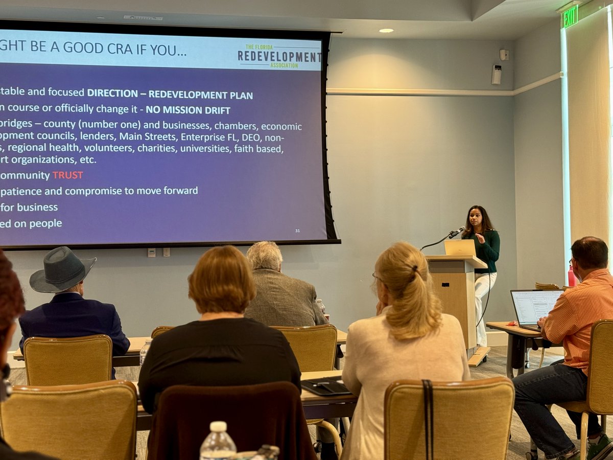 FLRedevel's tweet image. Last week, the FRA hosted a CRA Board Training session in Riviera Beach. Designed for elected and appointed officials, volunteers, and advisory board members, the session provided a comprehensive overview of key topics in the world of CRAs. 
#redevelopmentworks