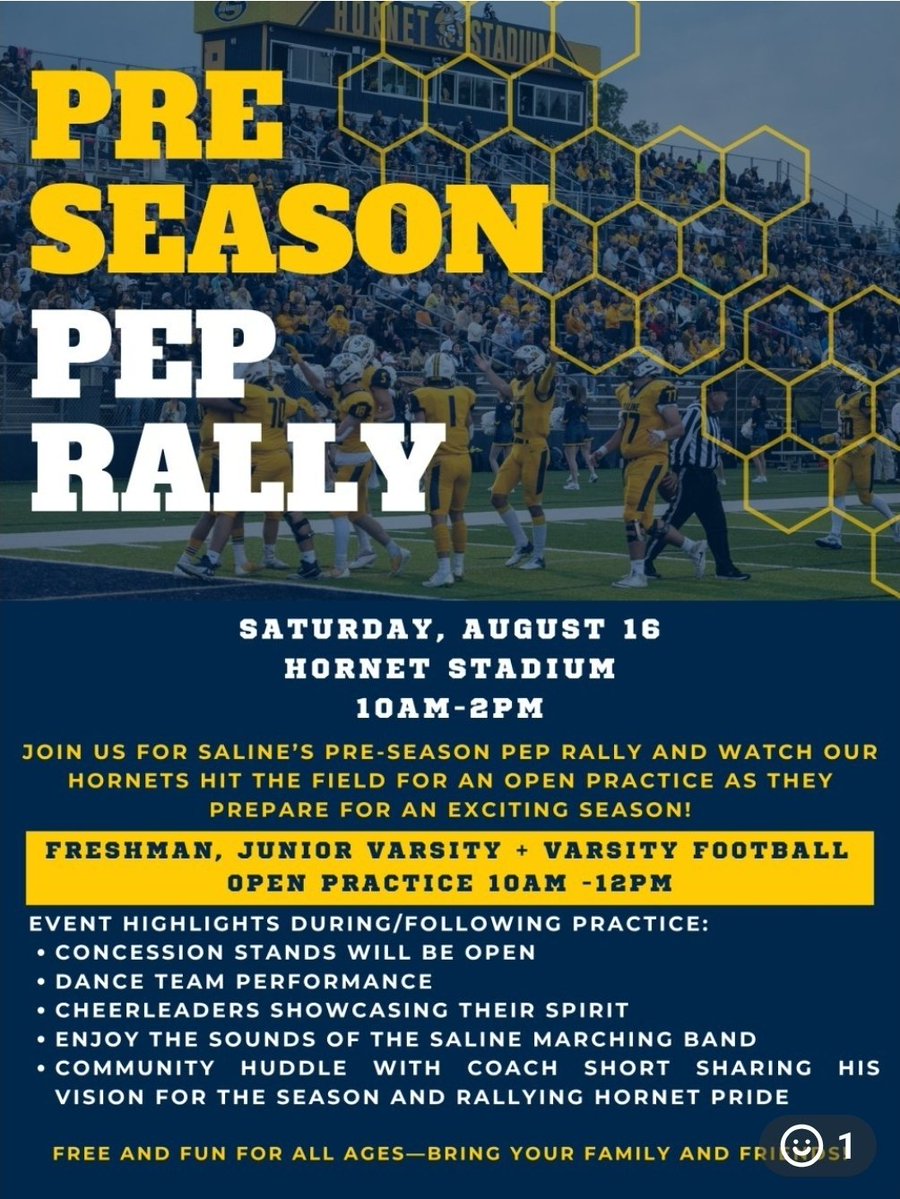 Ed (@coachdres) on Twitter photo Come see <a href="/SalineFootball/">Saline Football</a> prep rally & open practice. The first chance for area parents to bring your young football athlete to see how athletes are developed in person. You will see athletes that will be playing on TV on Saturdays
#FutureHornets
2025 Starts NOW!
#LeaveNoDoubt Come see <a href="/SalineFootball/">Saline Football</a> prep rally & open practice. The first chance for area parents to bring your young football athlete to see how athletes are developed in person. You will see athletes that will be playing on TV on Saturdays
#FutureHornets
2025 Starts NOW!
#LeaveNoDoubt