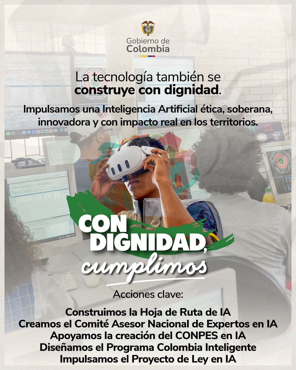 Con dignidad, #MinCiencias democratiza el conocimiento en los territorios más apartados del país, impulsando una inteligencia artificial ética, soberana e innovadora. Una apuesta del Gobierno del Cambio y el liderazgo del presidente <a href="/petrogustavo/">Gustavo Petro</a>. #ConDignidadCumplimos