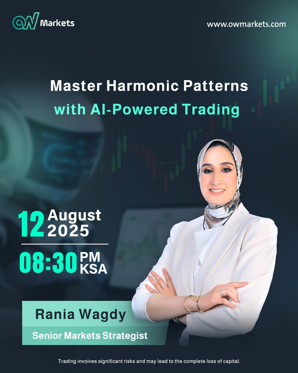 OWMarkets's tweet photo. Missed a trade because you didn’t see the harmonic pattern in time?

Join our upcoming free webinar and learn how to identify harmonic patterns powered by AI, with Rania Wagdy, Senior Markets Strategist at OW Markets.

Register here! https://t.co/QjEjiTzbgn