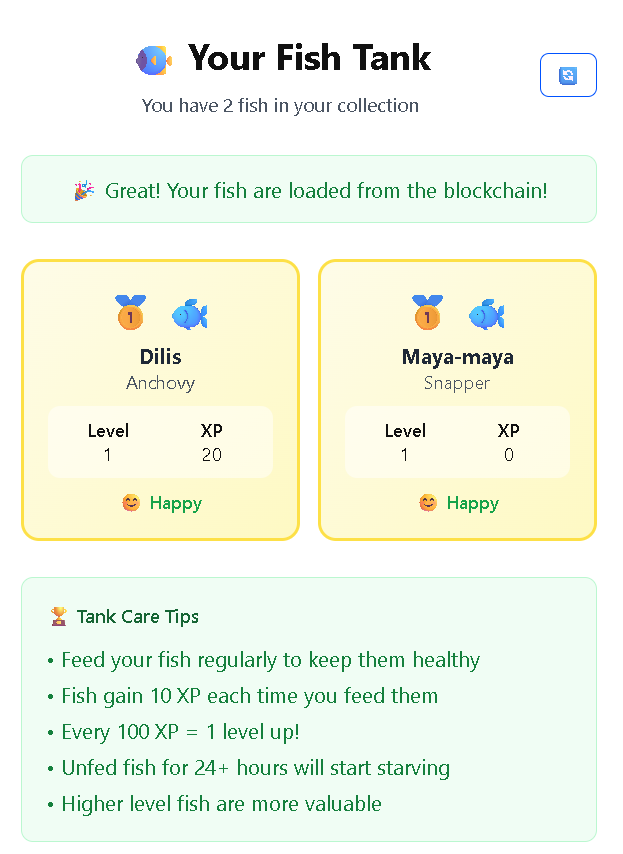 JazzMichaelNase's tweet photo. Building "Dagat na" 🐟 - Filipino fish adoption game on Base:
✨ Adopt PH fish as NFTs
🎣 Feed & level up
🌊 Try: https://t.co/SMeAI306G9
💻 Code: https://t.co/P9JTSrTizH
Proving simplicity beats complexity! 🇵🇭
@base @basepilipinas
#BasePilipinas https://t.co/VTlIPlMC0d