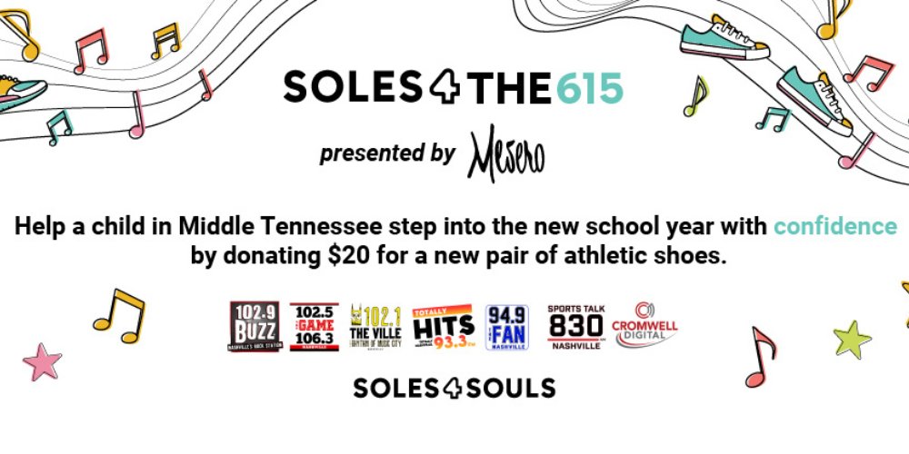 102.9 The Buzz (@1029thebuzz) on Twitter photo Last chance to help us get a Middle TN child back-to-school ready! We're teaming up with <a href="/Soles4Souls/">Soles4Souls</a> for a back to school fundraiser, presented by Mesero in 12 South. Donations appreciated at 1029thebuzz.com/shoes. Last chance to help us get a Middle TN child back-to-school ready! We're teaming up with <a href="/Soles4Souls/">Soles4Souls</a> for a back to school fundraiser, presented by Mesero in 12 South. Donations appreciated at 1029thebuzz.com/shoes.