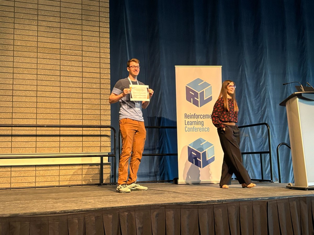 It was an honor to receive the Outstanding Paper Award on Tooling, Environments, and Evaluation in Reinforcement Learning for Syllabus!

Come see my talk today at 10:20am in room CCIS 1-140 or check out our poster (#29) at 3pm!
