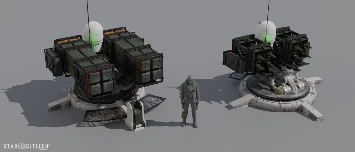 Anti-Air Turret concept art for Star Citizen's colonialism homesteads.  #conceptart #scifi #gamedev #b3d #starcitizen