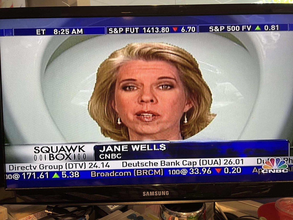 That time my @cnbc career literally went down the toilet. When the S&amp;P was 1400 (now 6300) and Broadcom was below 40 (now over 300 AFTER a 10:1 stock split).