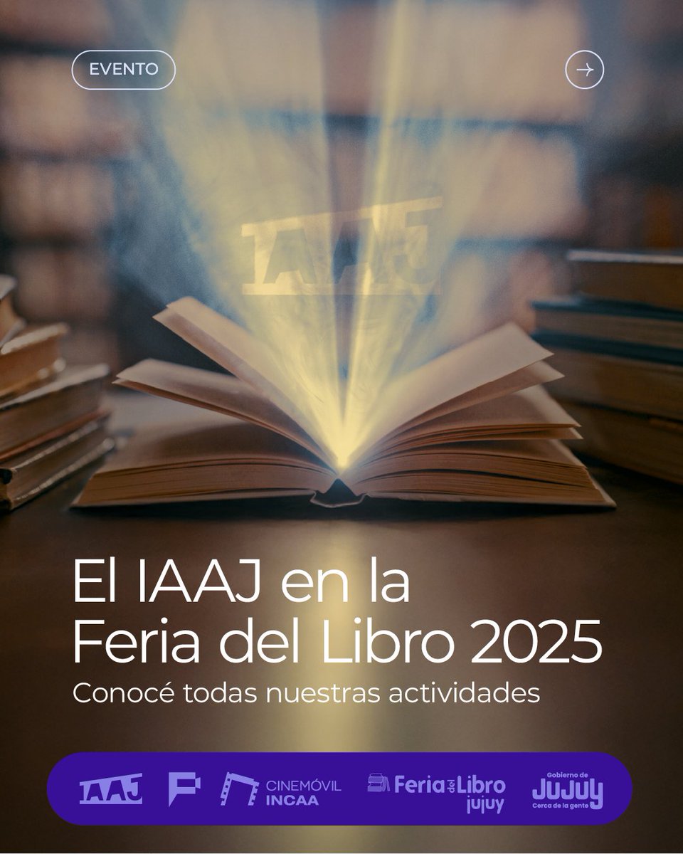 iaaj_jujuy's tweet image. 🎬El IAAJ en la Feria del Libro 2025
Del 7 al 14 de agosto nos sumamos a la 21.ª edición de la Feria del Libro de Jujuy.

Encontrá toda la programación aquí  👇👇instagram.com/p/DNDjiFNPlBT/...
Te esperamos!
#iaaj #feriadellibro #audiovisualjujuy #cinejujeño