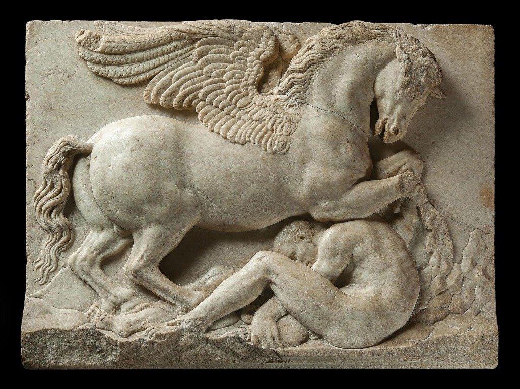 occult__culture's tweet photo. Pegasus and his companion Bellerophon, 16th century Italian bas relief marble https://t.co/kvZf1pm69u
