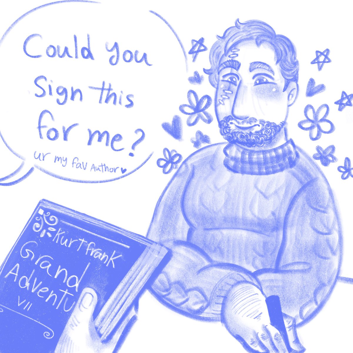 gang_chaos's tweet image. Jolly Kurt where he is more starstruck in his own author signing than his actual readers 

Thank you harv for helping me reach a hit tweet, It wouldn’t happen without you ^_^ !!

#KurtFrank #idvExplorer