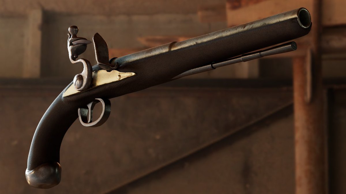 海賊が持ってそうな銃作ってみました
 #3DCG #Maya